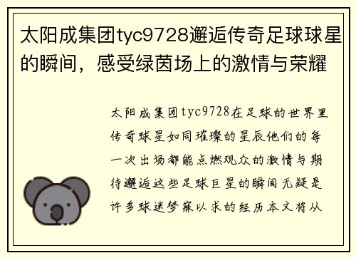 太阳成集团tyc9728邂逅传奇足球球星的瞬间，感受绿茵场上的激情与荣耀